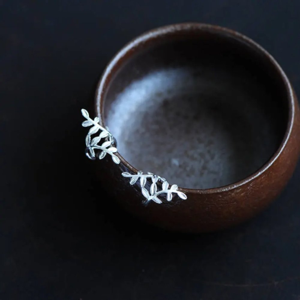 Sterling Silver Ear Cuff Silver Ear Climber Nature Earrings Botanical Earrings - Picture 3 of 6